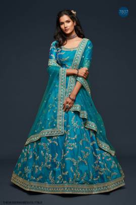 Teal Blue Art Silk Lehenga Choli From The Modern Vibes Vol 1 by Zeel Clothing