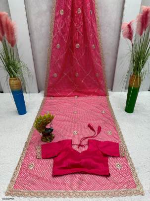 Tibby Silk Fabric with Digital Print Saree in Pink