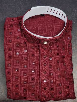 Traditional Chikan Work Kurta for all Beautiful Occasions in Maroon