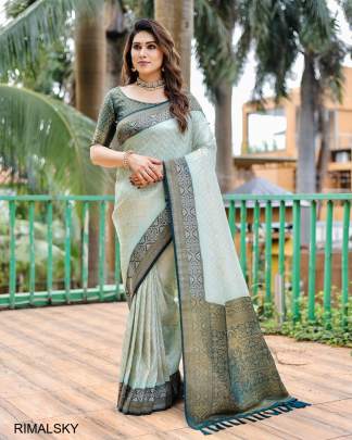 Traditional Kanjivaram Pattu Saree in Light Sky