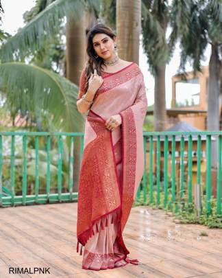 Traditional Kanjivaram Pattu Saree in Light Pink