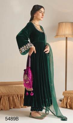 Tree Green Velvet Designer Suit RTC 5489