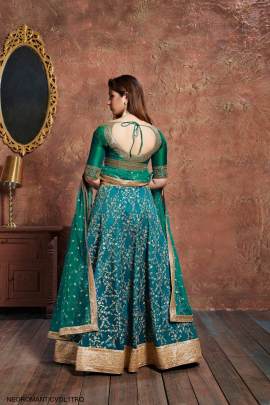 Turquoise Art Silk Lehenga Choli From Neo Romantic Vol 1 by Zeel Clothing