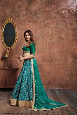 Turquoise Art Silk Lehenga Choli From Neo Romantic Vol 1 by Zeel Clothing