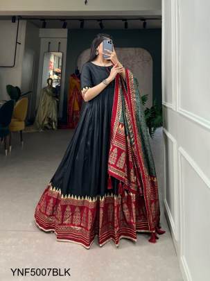 Tussar Silk Designer Gown in Black