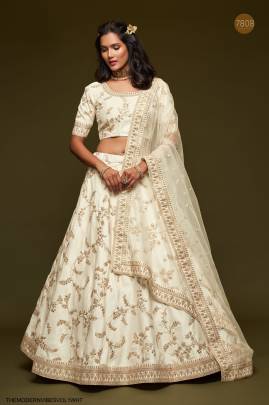 White Art Silk Lehenga Choli From The Modern Vibes Vol 1 by Zeel Clothing