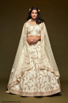 White Art Silk Lehenga Choli From The Modern Vibes Vol 1 by Zeel Clothing