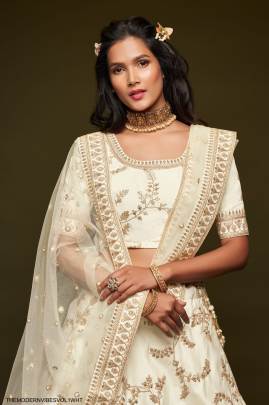 White Art Silk Lehenga Choli From The Modern Vibes Vol 1 by Zeel Clothing