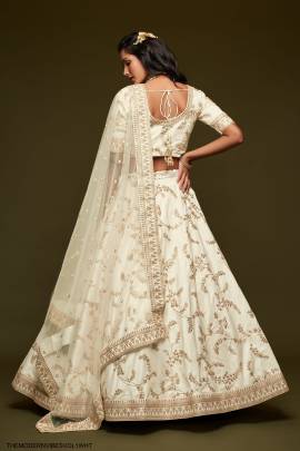 White Art Silk Lehenga Choli From The Modern Vibes Vol 1 by Zeel Clothing