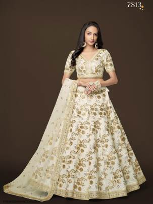 White Slub Silk Lehenga Choli From The Modern Vibes Vol 2 by Zeel Clothing