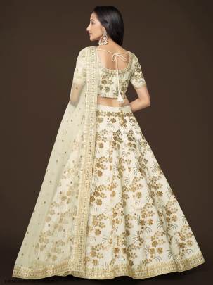 White Slub Silk Lehenga Choli From The Modern Vibes Vol 2 by Zeel Clothing