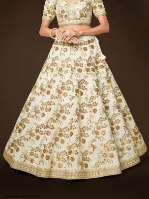 White Slub Silk Lehenga Choli From The Modern Vibes Vol 2 by Zeel Clothing