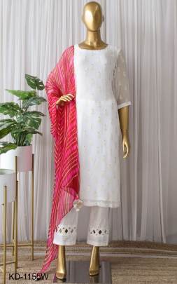 White Suit With Rani Dupatta Beautiful Designer Suit On havy Georgette febric KD-1155