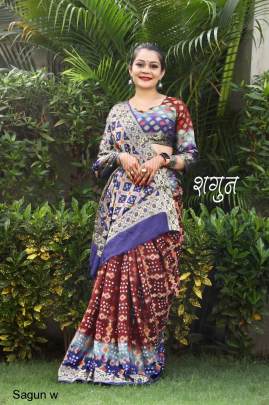 Wine Beautiful Gharchola Bandhani Saree Catalog Sagun