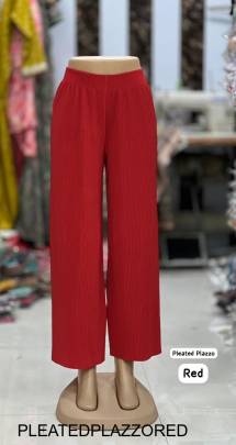 Wrinkle Free Pleated Plazzo in Red