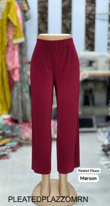 Wrinkle Free Pleated Plazzo in Maroon