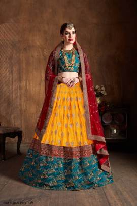 Yellow Banarasi Silk Lehenga Choli From Cultural by Zee Clothing