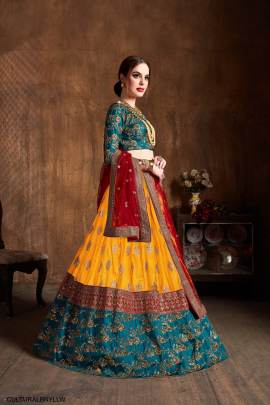 Yellow Banarasi Silk Lehenga Choli From Cultural by Zee Clothing