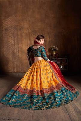 Yellow Banarasi Silk Lehenga Choli From Cultural by Zee Clothing