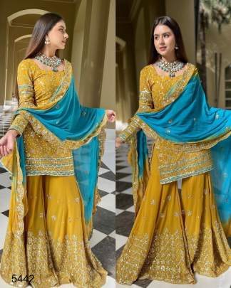 Yellow Designer Sharara Suit RTC-5442