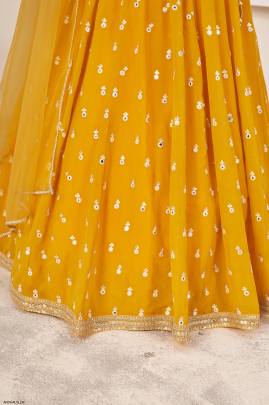 Yellow Georgette Lehenga Choli From Anchal by Zeel Clothing