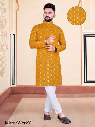 Yellow KALAMIRROR VOL 2 KURTA PAYJAMA