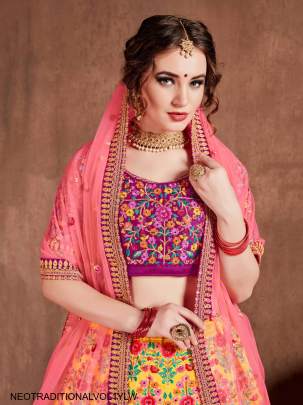 Yellow Mulberry Silk Lehenga Choli Neo Traditional Vol 1 by Zeel Clothing