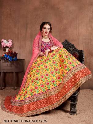 Yellow Mulberry Silk Lehenga Choli Neo Traditional Vol 1 by Zeel Clothing