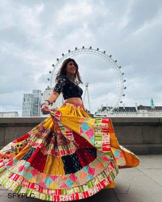 Yellow Printed Lehenga Choli In Heavy Muslin Cotton