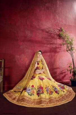 Yellow Heavy Banglori Silk Lehenga Choli From Carnations by Zeel Clothing