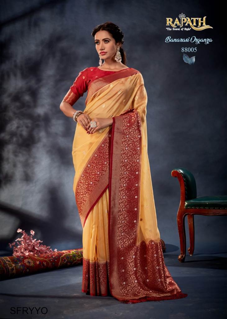 Banarasi Organza Saree, a delicate fusion of traditional Banarasi  craftsmanship and the contemporary charm of organza